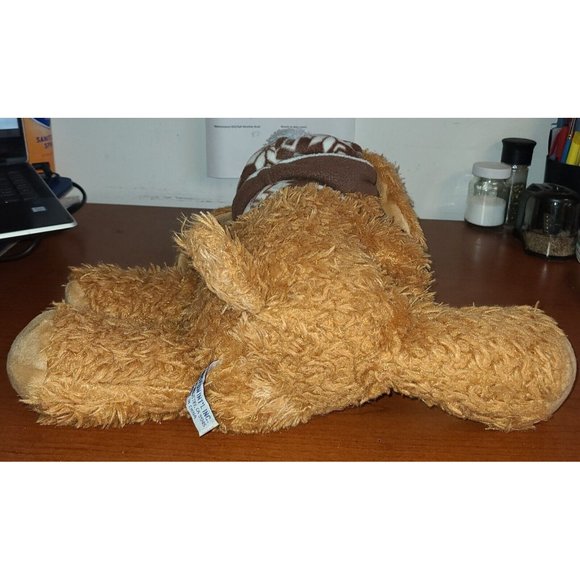 Brown Puppy Dog Plush Winter Snowflake Knit Hat Scarf 14" Hug Fun Intl Toy - Picture 6 of 8